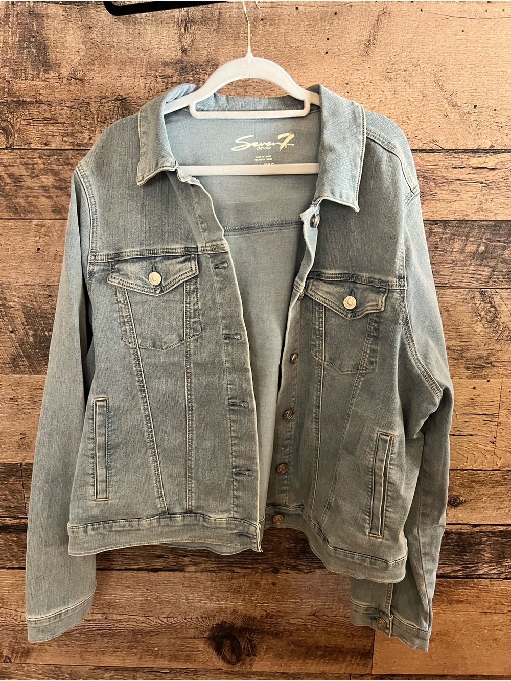 Seven7 Denim Jacket Women’s XXL Light Wash Stretch Jean Jacket